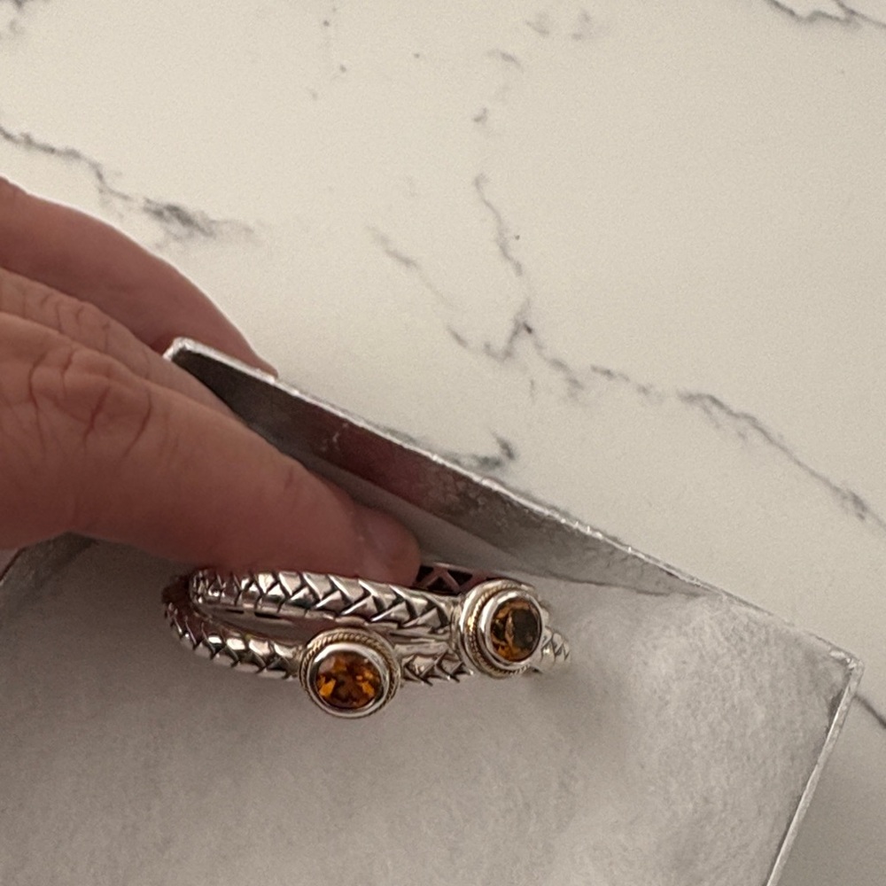 Effy Silver Hoop Earrings with Citrine Gemstone